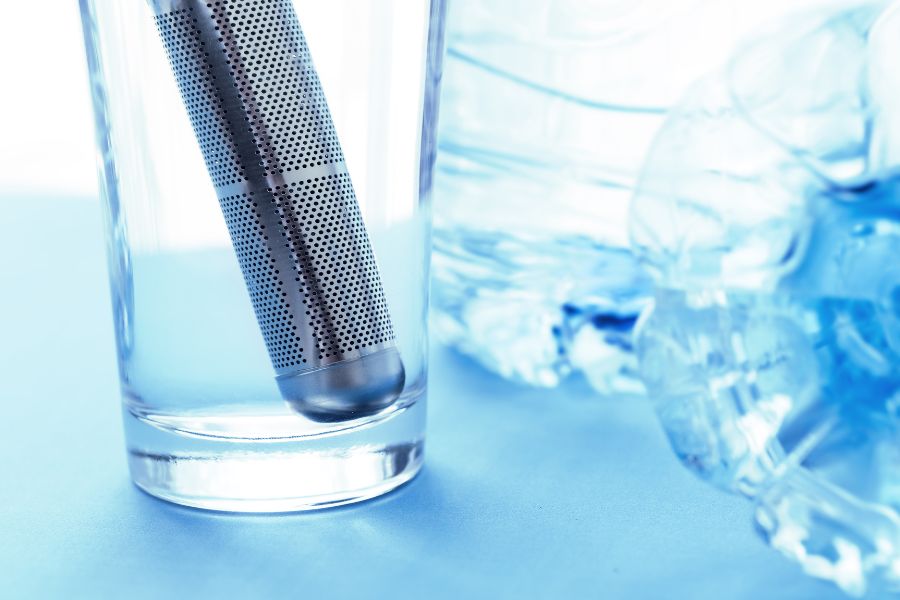 A close-up of a glass of water